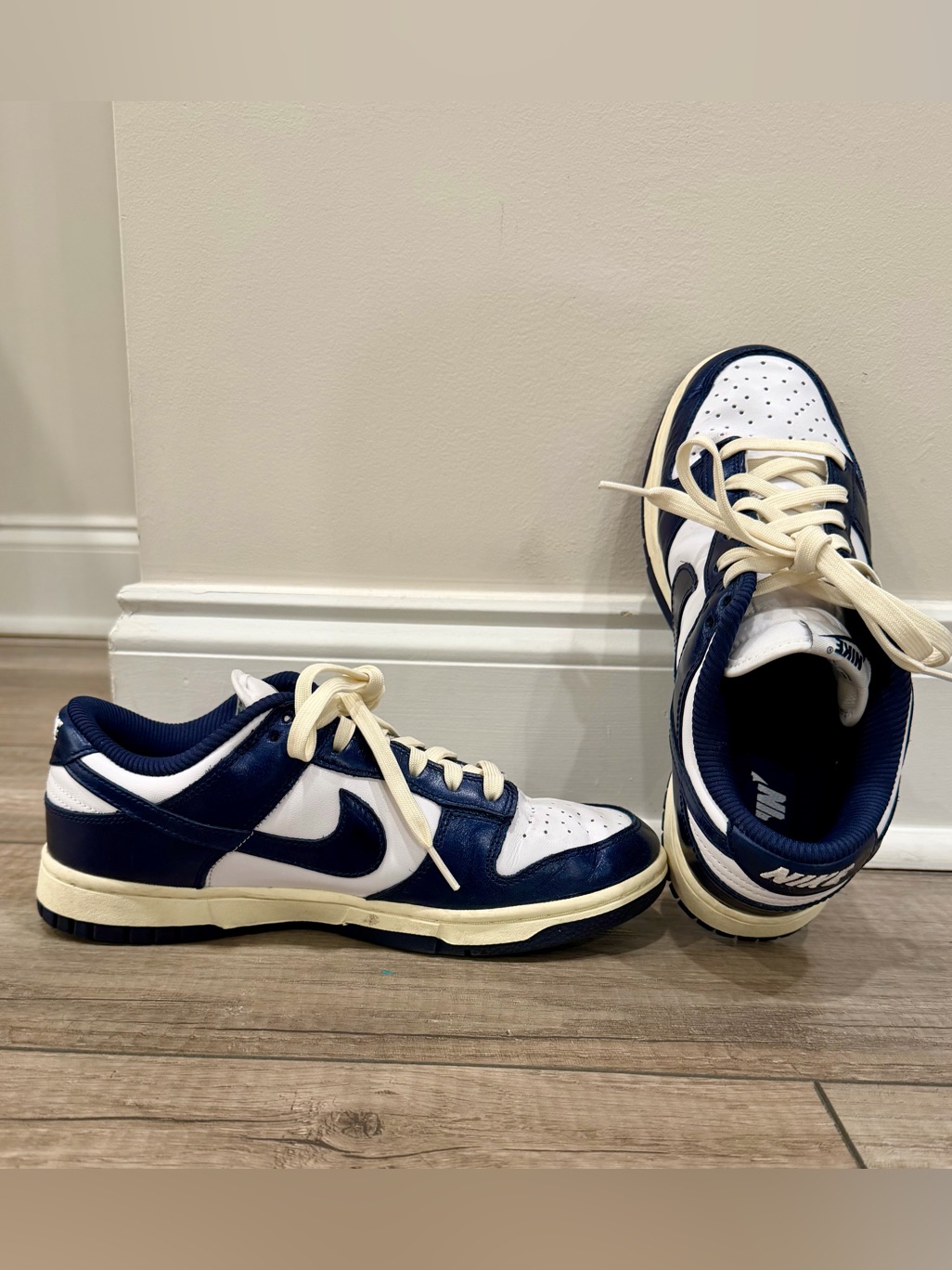 Nike Dunk Low Sneakers In Navy & White